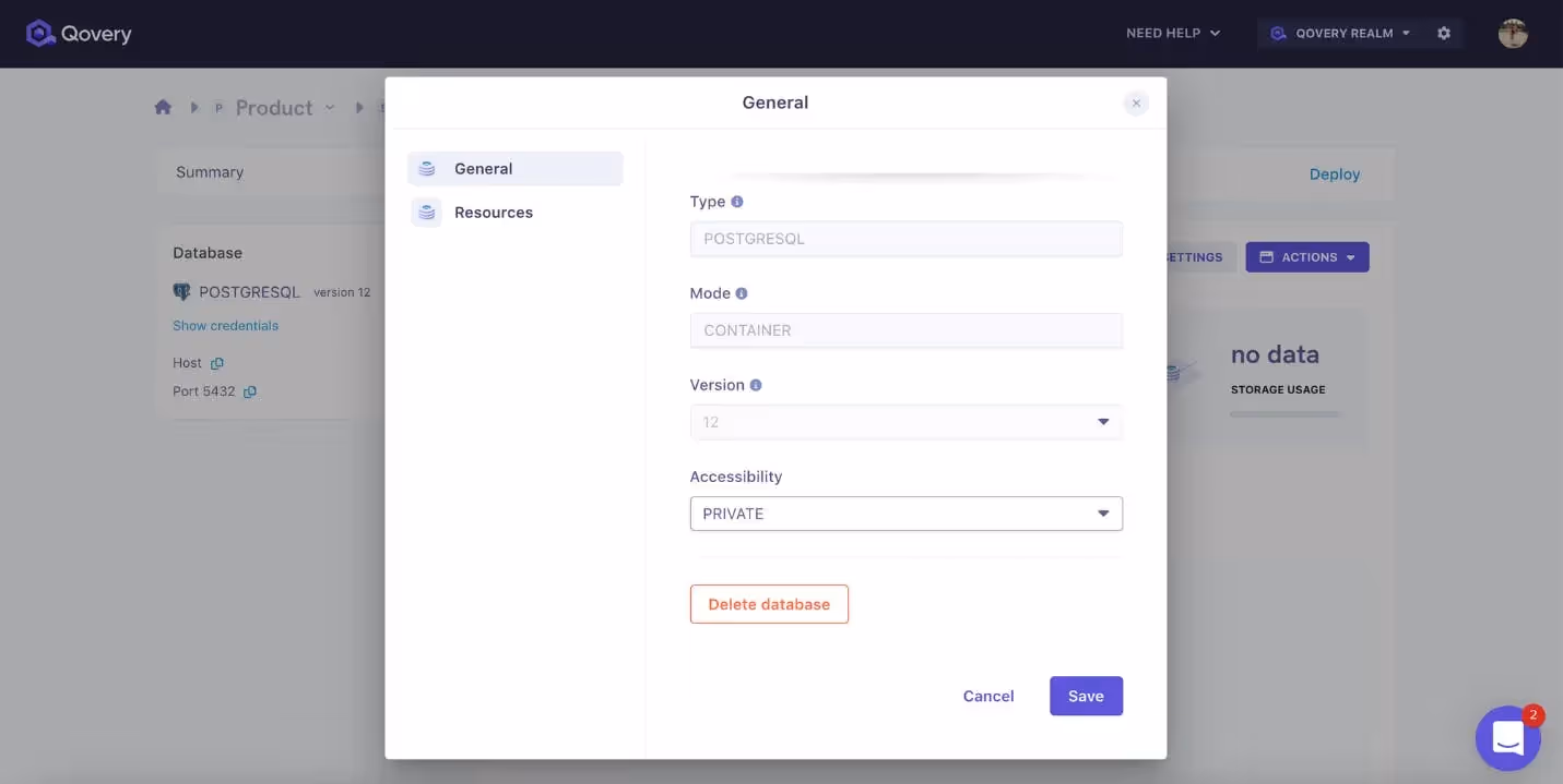 Edit database accessibility
